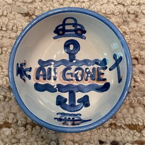 Vintage M.A. Hadley Pottery Personalized All Gone Bowl November 21 1991 Nautical